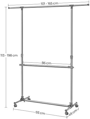SONGMICS Clothes rack, grey, (101-163) x 49 x (113-198) cm