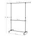 SONGMICS Perchero Barra para Colgar Ropa, con Ruedas, Altura Ajustable, 113cm-198cm LLR401