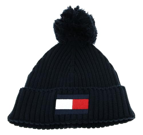 Bonnet Tommy Hilfiger Cap Big Flag Beanie avec Pompon Space Blue pour l'hiver