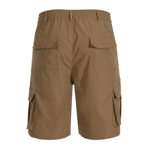 Image of Cargo Shorts for Men,Summer Casual Elastic Waist Big Tall Baggy Shorts Lightweight Hiking Short with Multi Pockets