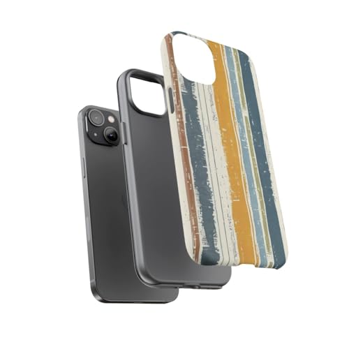 Coque rigide mate iPhone 14 Plus motif rayé rustique lin