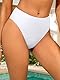 SHEKINI Damen Tanga Bikini Unterteil Hohe Taille Geraffte Rückseite Badeanzug Unterteil (Weiß,XL)
