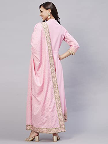 Image of ANNI DESIGNER Women Cotton Blend Solid Kurta With Pant & Dupatta