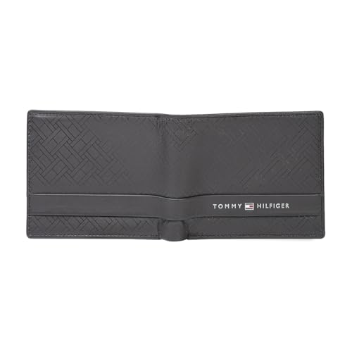 Image of Tommy Hilfiger Men's Leather Wallet Berkane | Brown Printed Global Bi-Fold with Coin Pocket | Stylish Purse for Gents