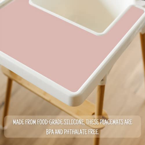 Mintlyfe High Chair Placemat for IKEA Antilop Baby High Chair, Silicone Placemats, High Chair Tray Finger Foods Placemat for Boys and Girls, Babies, Toddlers (Blush)