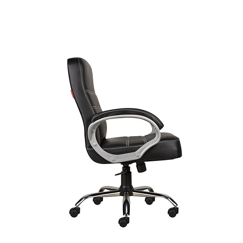 Image of CELLBELL C99 Apex Ergonomic Mid Back Executive Boss Chair for Home & Office | Premium Leatherette Revolving Computer Chair with Thick Cushion Seat, Soft Armrests & Height Adjustment (Full Black)