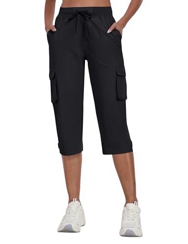 MoFiz Women's Cargo Capris Pants with Pockets Lightweight Quick Dry Travel Hiking Summer Pants for Women2