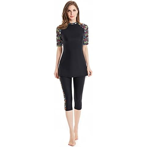 TaissBocco Womens Rash Guard Modest Swimsuit for Girls Short Sleeve Bikinis Surfing Swimwear Burkini (K10, 6XL) Cover