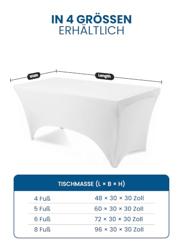 Utopia Kitchen Spandex-Tischdecke 1er-Pack [4FT, Weiß] Waschbare und Knitterfreie Rechteckige Stretch-Tischdecke für Veranstaltungen… – Ansicht 3