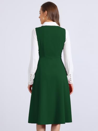 Image of Allegra K Gothic Overall Dress for Women's Lace Trim Midi Dress