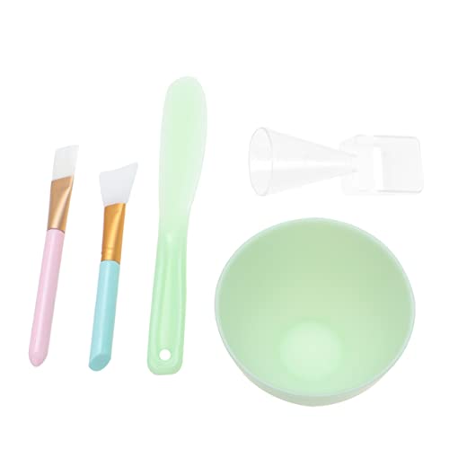 Ipetboom Facial Mask Bowl Set 5pcs Silicone Bowl Brush Stick Tool Kit Easy Cleaning Material Random Color