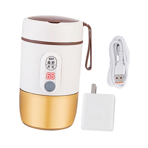 Gralara Scaldabiberon Portatile USB Regolabile caffè Riscaldamento rapido bollitore Elettrico da Viaggio Controllo della Temperatura per Auto da Picnic, Beige