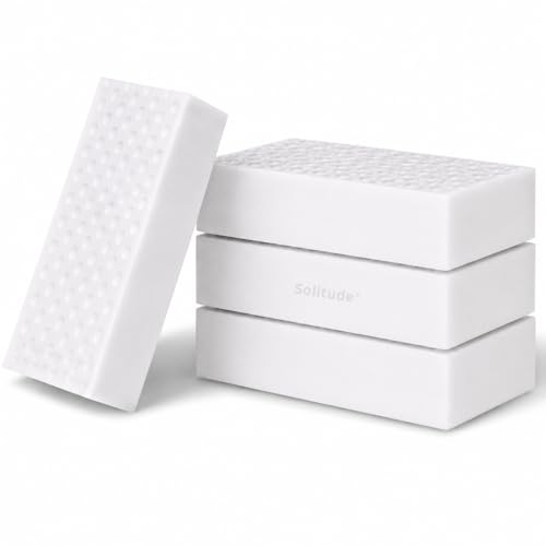 Image of Solitude Pack of 4 Magic Eraser Cleaning Sponges | Multi-Surface Melamine Foam for Kitchen, Bathroom, Walls, and Shoes