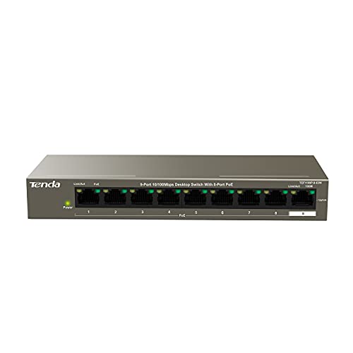 Image of Tenda Network 9Port 10 /100Mbps Desktop Switch with 8Port PoE Retail TEF1109P