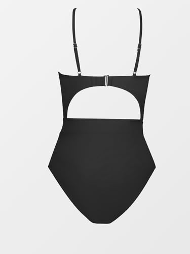 Image of CUPSHE Women's One Piece Swimsuit Plunge V Cutout Bathing Suit | Adjustable Straps, Crisscross Tunnel Drawstring, Back Hook Closure, Removable Soft Cups, Standard Coverage, Sexy Swimwear