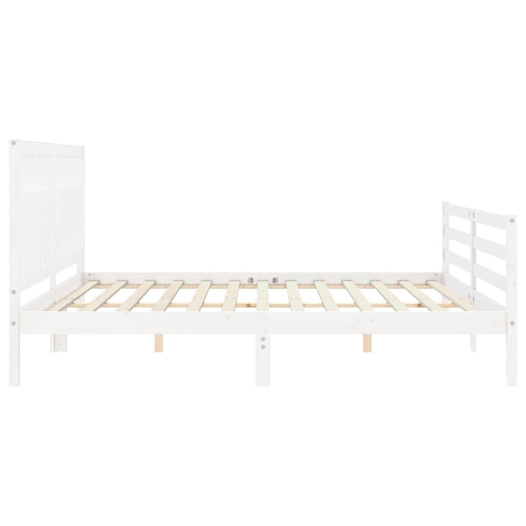 Rantry Bettgestell mit Kopfteil, Massivholz, Weiß, 200 x 200 cm, Lattenrost für Erwachsene, Kinder und Jugendliche, einfache Montage, Typ 20 Betten und Lattenroste