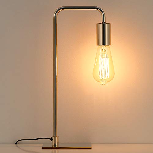 Lámpara de mesa vintage – Lámpara de noche industrial para dormitorio, oficina, sala de dorado, color dorado