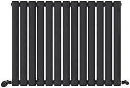 iBathUK | 600 x 600 mm Horizontal Column Radiator Matt White Oval Single Panel Heater