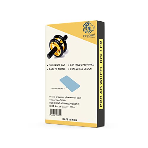 PRO365 Home Gym Ab Roller/Indoor Ab Wheel for Abs Workouts 6 Month Manufacturer Warranty/Dual Abdominal Exercise/Core Workouts for Men and Women (6 MM Safe Knee Mat, Yellow Roller)