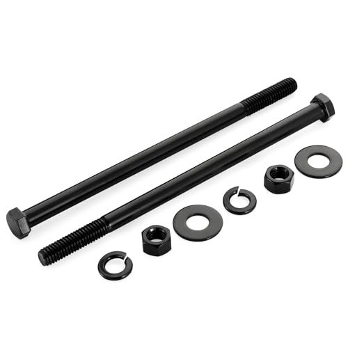 3/8-16 x 7 Hex Head Screws Bolts, Nuts, Flat &amp; Lock Washers, Partially Threaded, Stainless Steel 18-8, Black Finish, 4 Sets