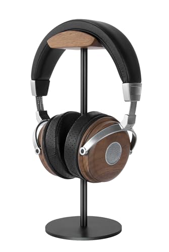 Jichenfang Kopfhörer Ständer mit Walnussholz& Aluminium,Headset Halterung mit Schwerer Basis,Headset Ständer für Over Ear und Gaming,Kopfhörer Halter Geeignet für Tisch and Vitrine