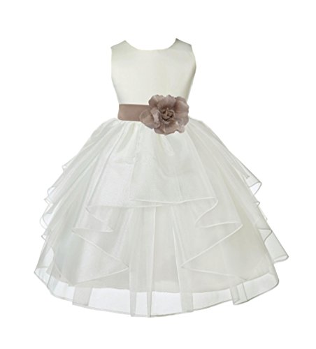 Wedding Pageant Ivory Shimmering Organza Flower Girl Dress 4613S
