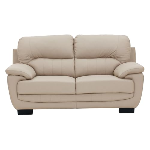 Image of Royaloak Milan Italian Half Leather 2 Seater Sofa | Genuine Body Touch Leather | High Backrest | Large Seating Space | Classic Tufting Design | Padded Armrests | Sturdy Solid Wood Frame