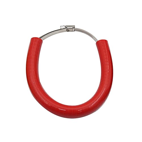Protector de escape moto ovalado rojo contra quemaduras y calor en cross