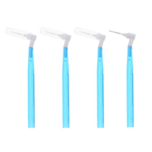 HEALLILY 35Pcs L Shape Interdental Brush Angle Teeth Brush Tooth Gap Cleaning Brush Dental Oral Care Tool for Office Home