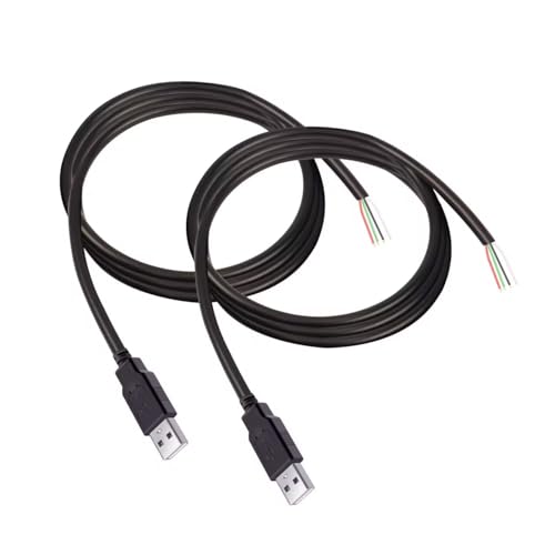 RIIEYOCA USB 2.0 macho plug 4-pin cable desnudo, cable de datos de alimentación USB DIY cable pigtail para la instalación del dispositivo USB o reparación de reemplazo de bricolaje (2m)