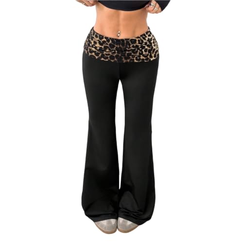 Womens Flare Yoga Pants Cheetah Y2k High Waisted Wide Leg Leggings - image 1
