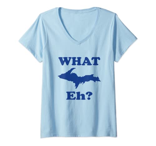 Damen WAS UP, EH? Michigan Upper Peninsula T-Shirt T-Shirt mit V-Ausschnitt Cover