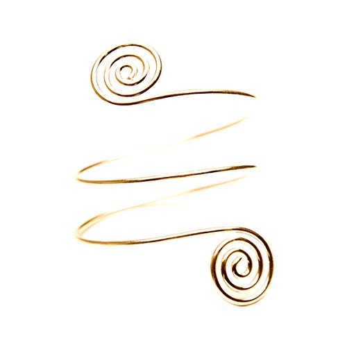 Fodattm Spiral Bracelet Armband Bangle for Women Lady Bridal Metal Upper Arm Cuff Armlet Gypsy Boho Armband (Gold)