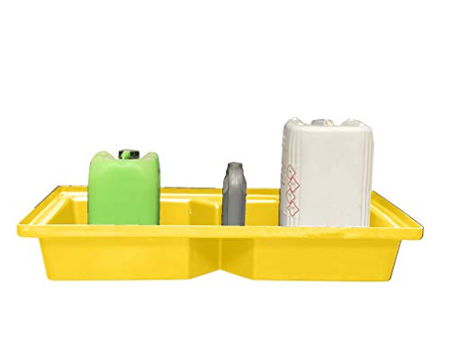 Bac de retention 70L empilable en PEHD jaune pour securite des produits chimiques