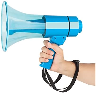Megaphones Waterproof Portable Megaphone Speaker Bullhorn Voice and Siren Alarm Modes Volume Control and Strap with 1.5W Led Light Great for Outdoor Announcements Amplifiers(with Battery)