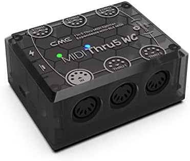 CME MIDI Thru5 WC + 4-Pack 1-FT MIDI Cables - High-speed 1-to-5 MIDI Thru box + 4-Pack 5-pin DIN Low-Profile MIDI cables
