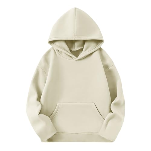 DDAPJ pyju Big Kids Girls Hoodies Fleece Sweatshirts Youth Solid Color Long Sleeve Hooded Pullover for Children (4-14 Years)4