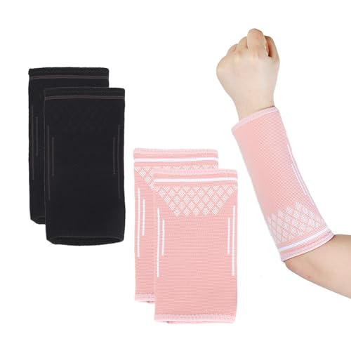 Manguitos Voleibol, Senteen 2 par de Mangas de Voleibol Sopladores De Brazo De Voleibol Brazos De Compresión Mangas para Brazos (Rosa + Negro)