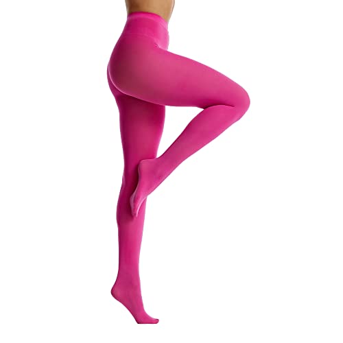 Damespanty, ondoorzichtig, panty voor dames, 80 denier, Total Comfort, panty voor de winter, met zachte grip, donkerpaars, S-M