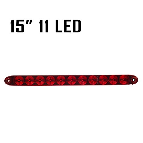 Image of Partsam 2pcs White+ 2pcs Red 15 inch 11-LED Flange Mount Trailer Truck Stop Turn Tail brake Warning Light Bar(Total of 4 pcs)
