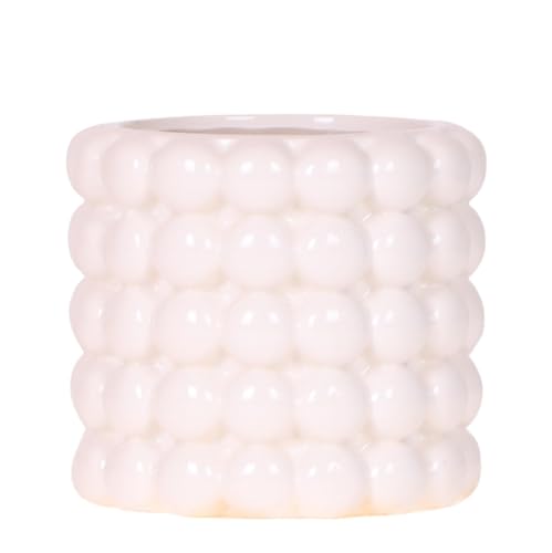 Macetero Poppy – Color blanco – 9 cm de diámetro – Maceta decorativa de cerámica – Maceta moderna para plantas de interior y orquídeas – Elegante accesorio para el hogar