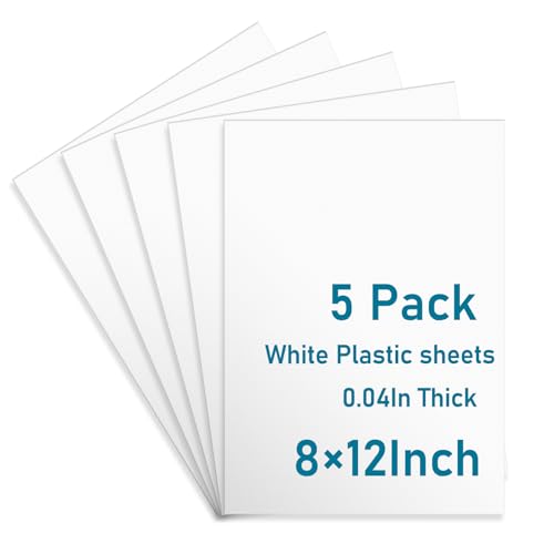 Image of 5 Pack White Plastic Sheets 8x12x0.04in Flexible High Tensile Plastic Sheets Hard Plastic Panel for DIY Materials Handicrafts Home Decoration