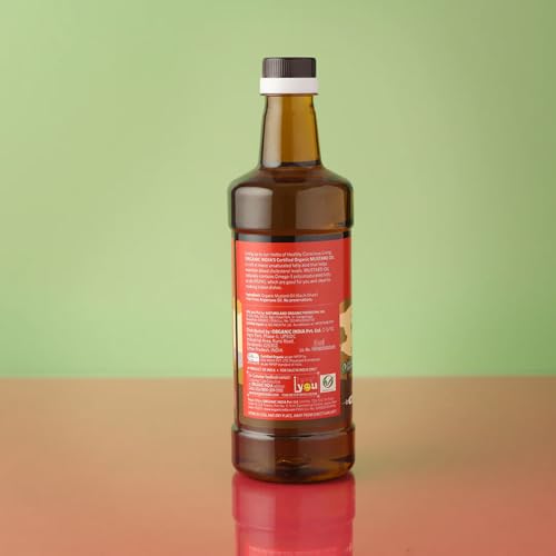 Image of Organic India Mustard Oil, 1000ml | Lab Tested on 250+ Parameters | Certified Organic| Cold Pressed Oil | Kachi Ghani Sarso Ka Tel with Natural Flavour | Perfect for Daily Cooking and Healthier living
