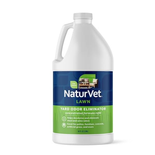 NaturVet - Yard Odor Eliminator - Eliminate Stool and Urine Odors from Lawn and Yard - Designed for Use on Grass, Plants, Patios, Gravel, Concrete & More - 64 oz Refill