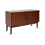 Kate and Laurel McCutcheon Modern Two-Door Mango Wood Floor Media Cabinet, 38 x 15 x 22, Walnut Brown, Transitional Low Living Room TV Stand for Use as Sideboard Buffet Cabinet or Record Player Stand