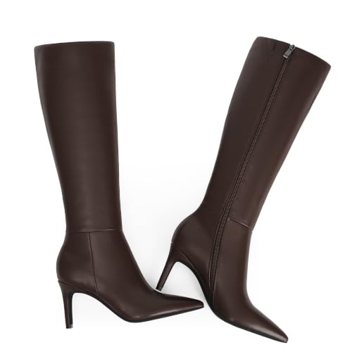 Image of Knee High Boots Women Pointed Toe Stiletto Heel Tall Boots Fall Long Boots