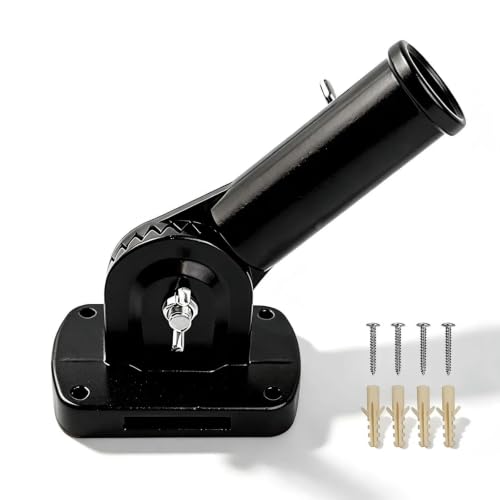 DIYCUT Réglable Support de Drapeau, Support de Mât Drapeau Exterieur, Noir Supports de Drapeaus Coupe Vent, avec Tube D'expansion, Vis, pour Balcon, Jardin, Usage Commercial (Noir)
