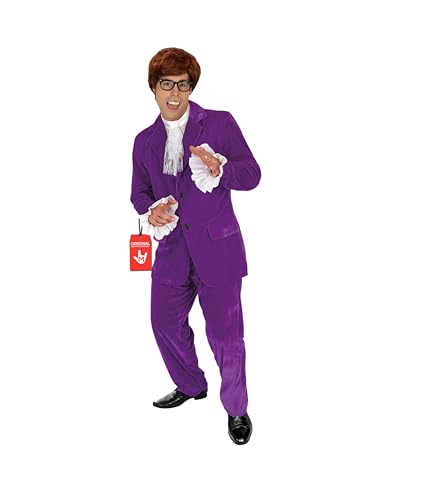Fun Shack Purple 60s Swinger Costume, Groovy Costumes for Men, 60s Costume Mens, Movie Halloween Costumes for Men