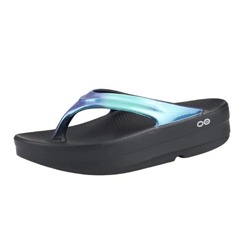 OOFOS OOmega OOlala Luxe Recovery Sandal, Atlantis - Women’s Size 5