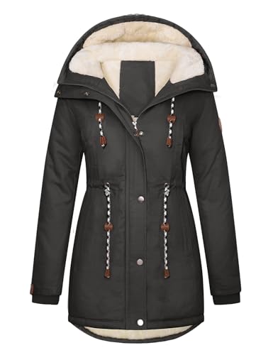 Parka d'hiver en sherpa femme manteau à capuche polaire chaud et épais